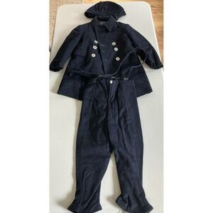Vintage 1950s/60s Fieldston Grow-A-Year Boy's Navy Wool Sailor Pea Coat Set